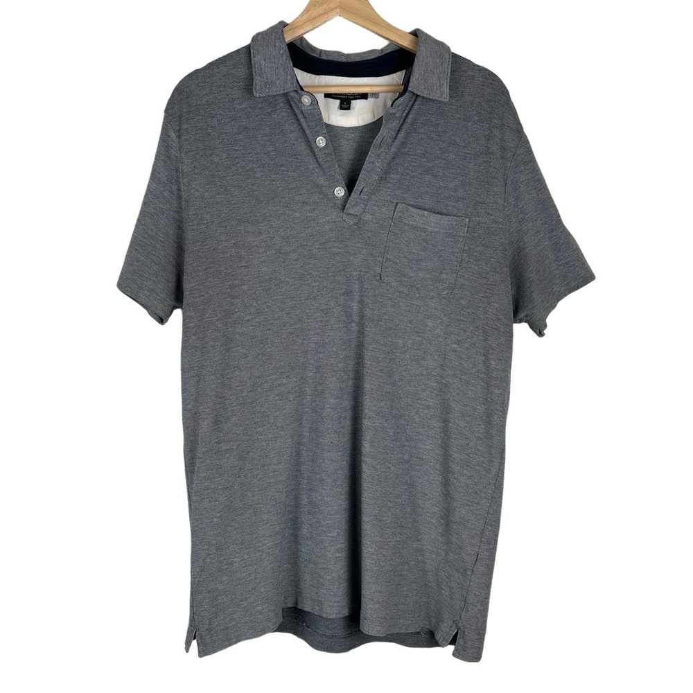 Banana Republic Mens Polo Large Grey Casual Front Pocket Golf Outdoor Preppy - Picture 1 of 10